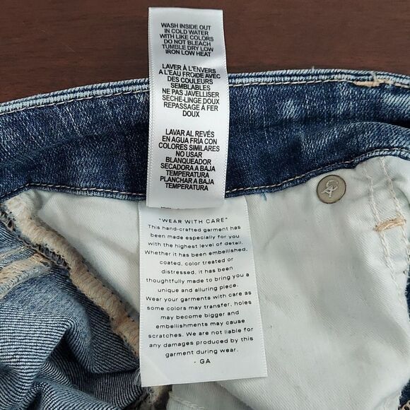 Good American Good Waist Extreme Deep V Distressed Skinny Jeans Sz 30 - Picture 11 of 13